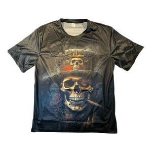 Skull Knife Chain Tophat Youth Men's T Shirt Sz XXL Pullover Crew Short Sleeves